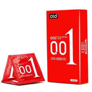 Презервативи Olo 0.01 RED Foil з пухирцями та гіалуроновим мастилом 10 шт.