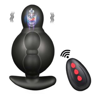 Анальний розширювач з вібрацією та автонадуванням Adorime 10 режимів з дистанційним керуванням 3,7-8,5 см Чорний